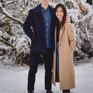 T by Alexander Wang Timeless Long Camel Wool Coat Roll Collar Classic sz 0